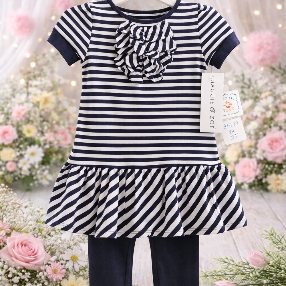 Maggie & Zoe Navy and White Striped Top with Tag